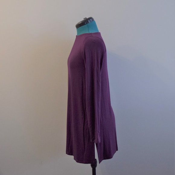 Deep Purple Burgundy Wine Long Sleeve Tunic Shirt - Picture 6 of 9